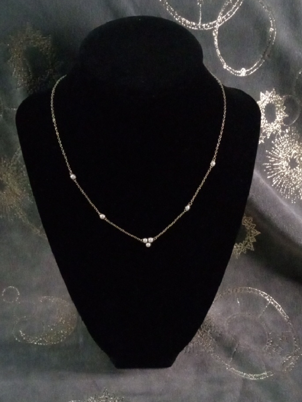 Olivia Burton Classic Pearl Cluster Gold Necklace